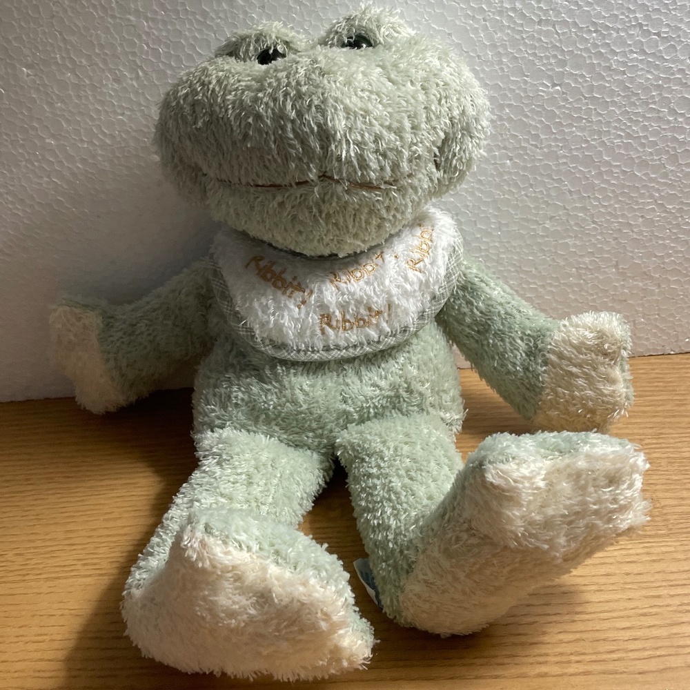 Boyd's Bears Frog Rattle Plush Lovey Huggle Fluffs Paddies w Bib Retired Toy